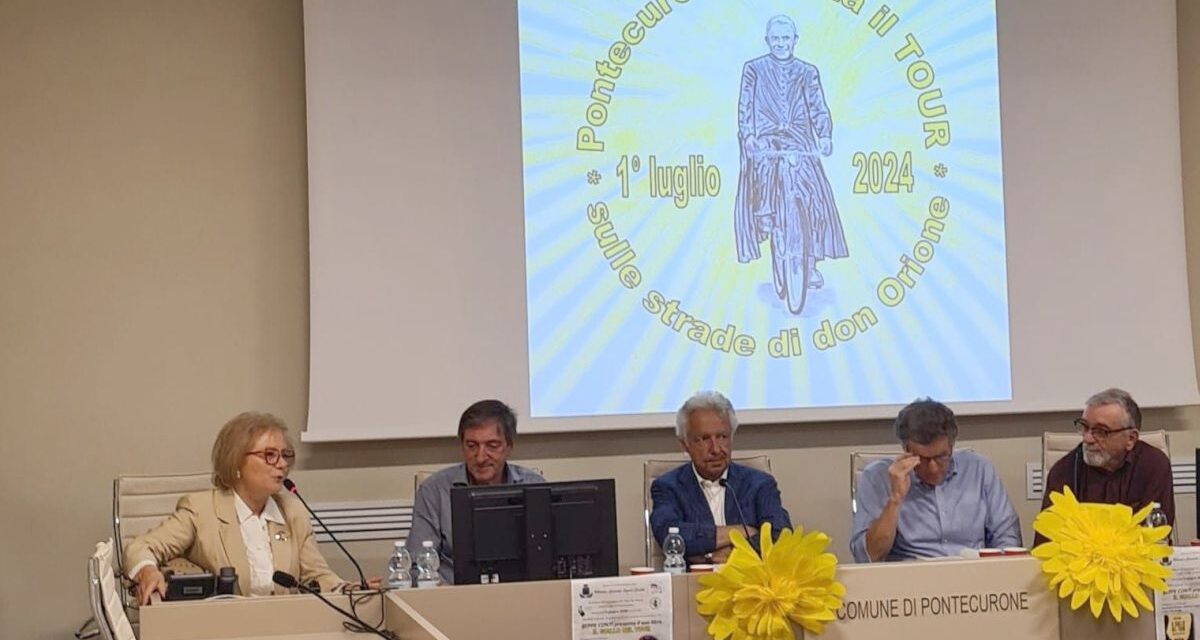 Il famoso giornalista rai Beppe Conti e Faustino Coppi a Pontecurone per un avvenimento da ricordare