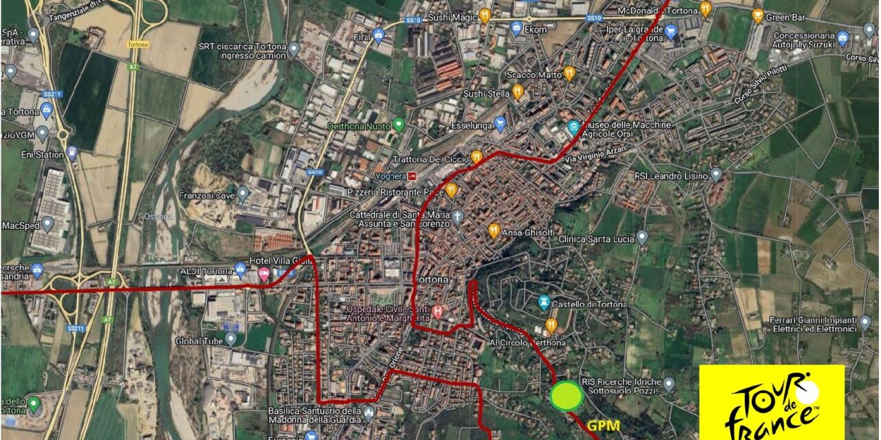 Lunedì strade chiuse dalle 10 del mattino a Tortona per il passaggio del Tour de France