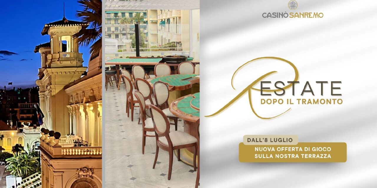 Torna la Pergola al Casinò di Sanremo. Sul balcone panoramico si potrà  giocare  sotto le stelle