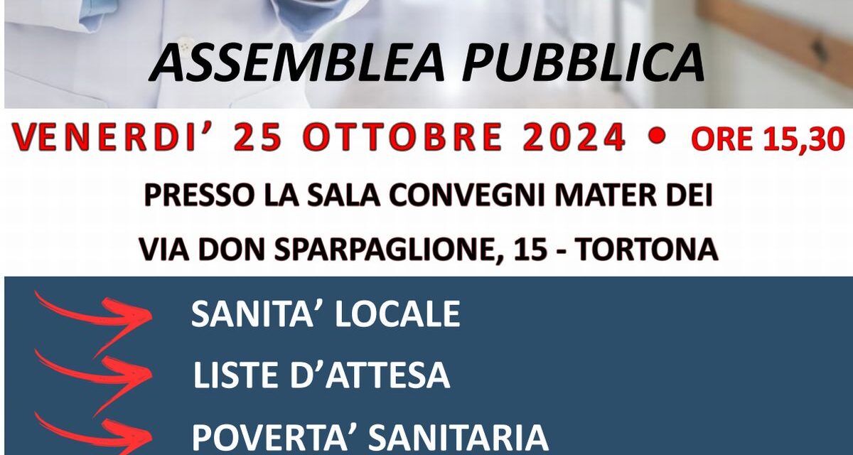 Venerdì prossimo a Tortona prima si parla di Sanità poi si beve l’aperitivo