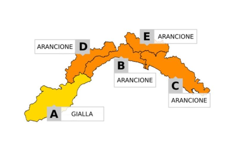Allerta gialla e arancione sul Ponente Ligure