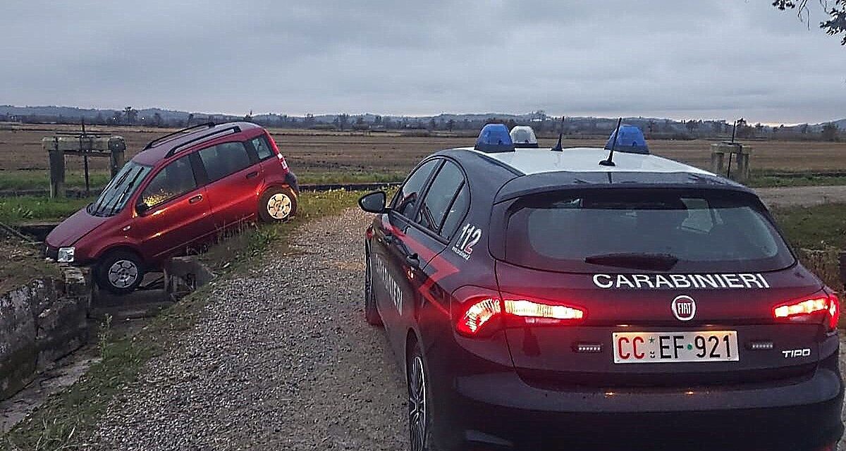 Fuori strada dopo avere perso la strada per casa a Occimiano- I Carabinieri soccorrono un’anziana coppia del torinese.