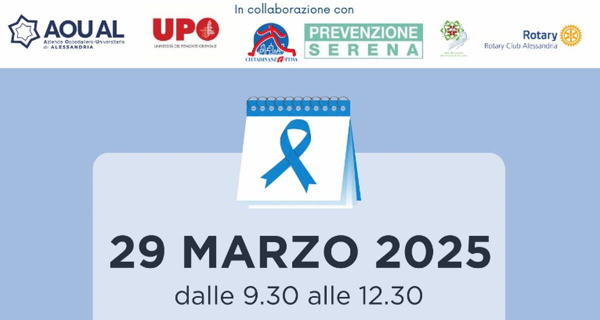 Alessandria, prevenzione del tumore del colon – retto: venerdì sensibilizzazione in piazza Marconi