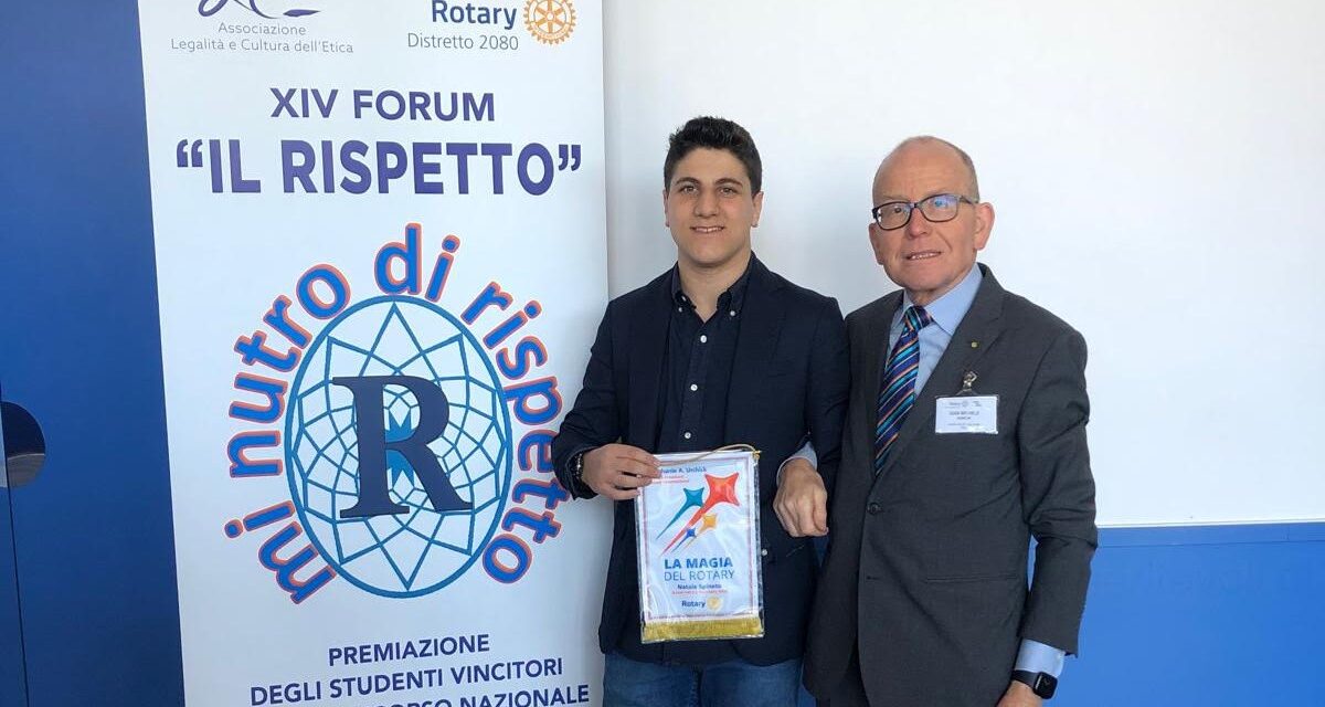 Il Tortonese Alessio Attanasio premiato a Roma per il concorso Rotary “Legalità e cultura dell’etica”