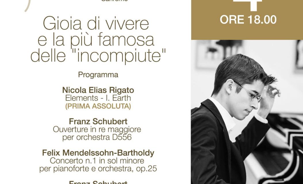“Gioia di vivere e la più famosa delle incompiute” con l’Orchestra Sinfonica di Sanremo e il pianista Massimo Urban domenica al Teatro dell’Opera del Casinò