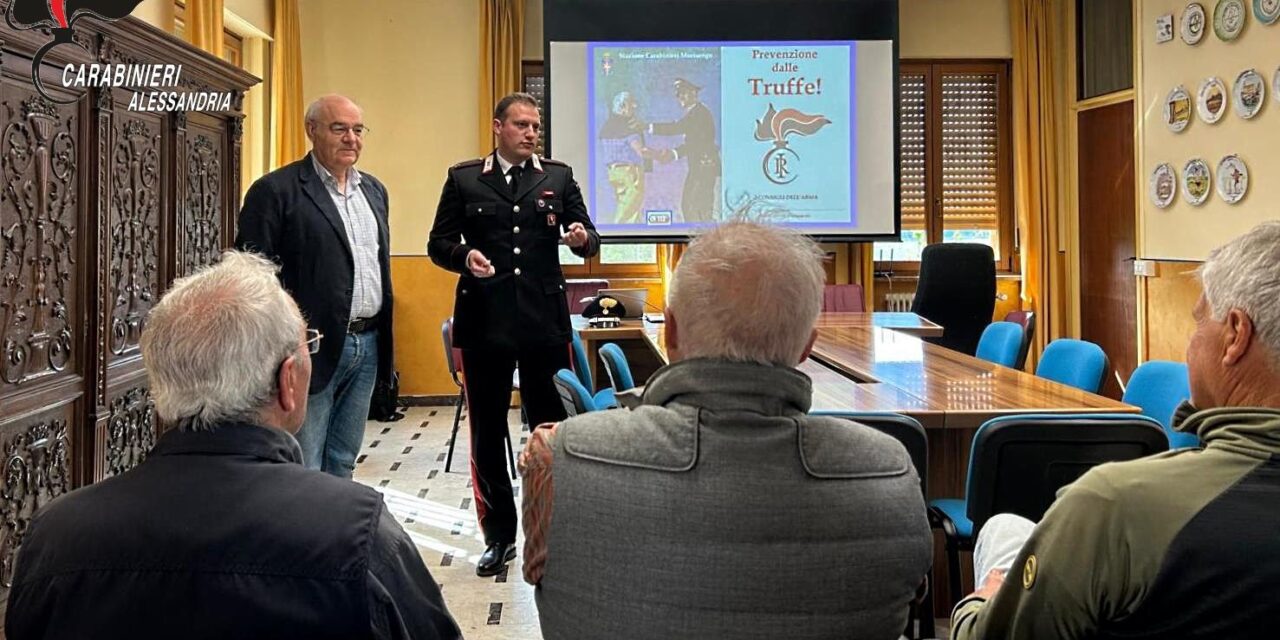 Murisengo, conferenza sulla sicurezza tenuta dai Carabinieri: truffe agli anziani, “love scam”