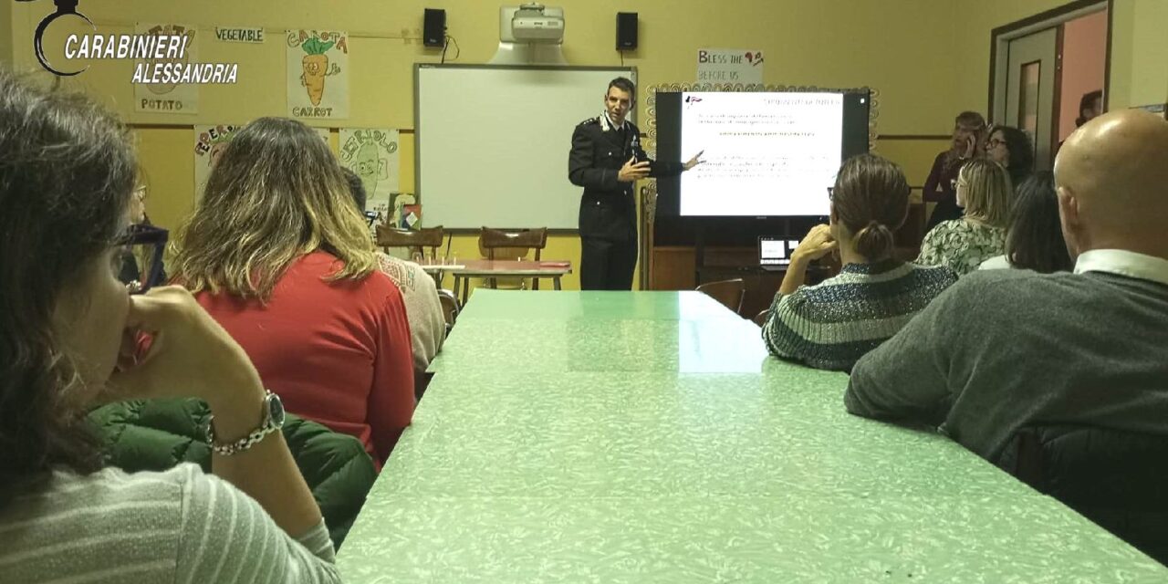 Casale, I Carabinieri incontrano i genitori degli studenti sui temi di attualità giovanile e sul tema truffe agli anziani