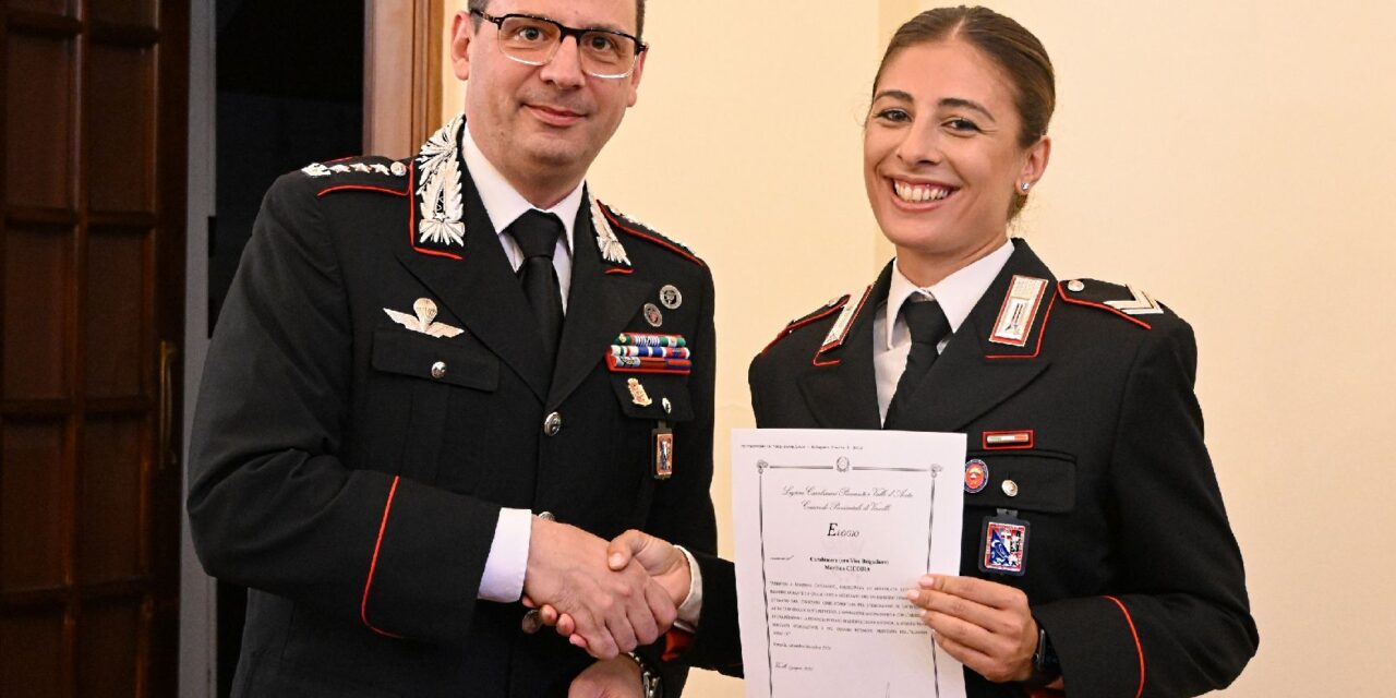 Il Luogotenente Alessio Giovacchini e il Vice Brigadiere Marilina Cicoira premiati ad Alessandria