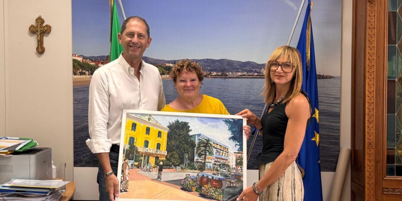 Dina Talotti regala un quadro al Comune, dando intensità e valore ai colori dell’anima di Diano Marina