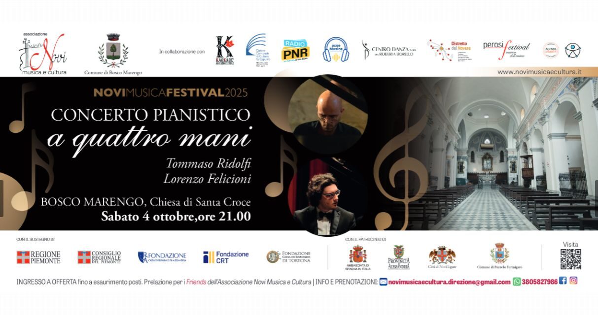 Sabato 4 ottobre a Bosco Marengo un bel concerto di Novi Musica Festival