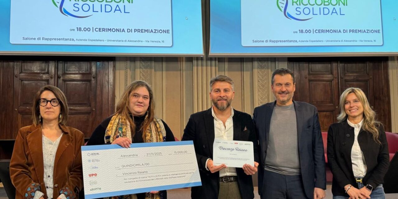 Alessandria, Vincenzo Raiano vince il 3° Premio Riccoboni Solidal