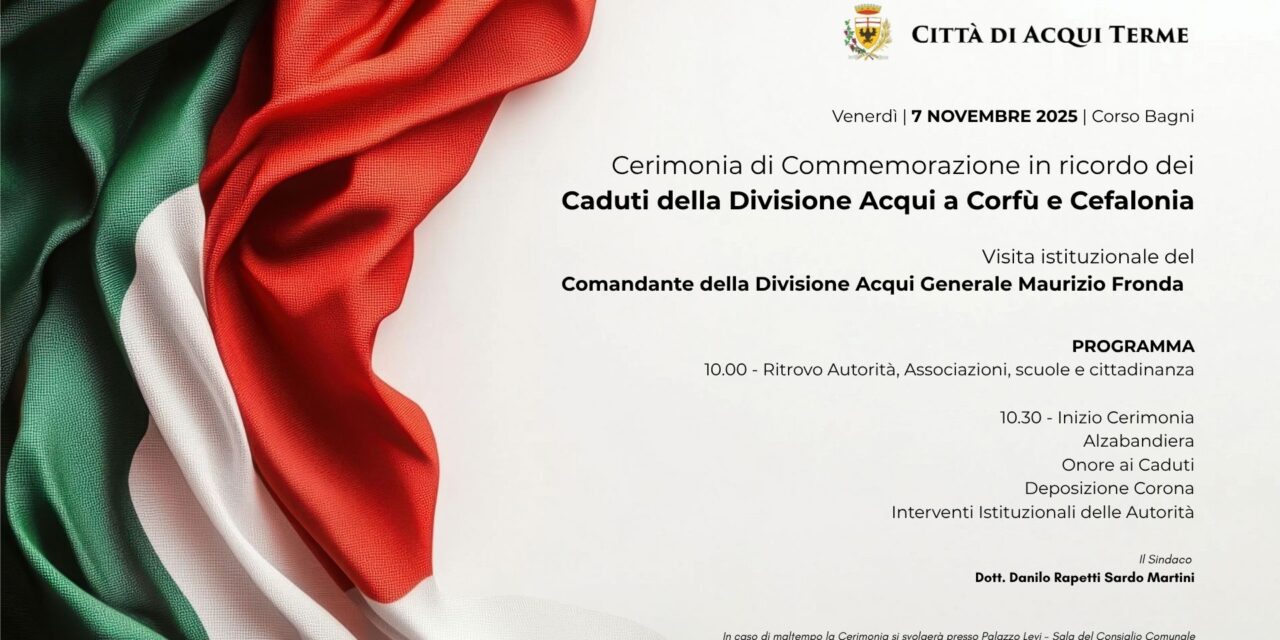 Venerdì ad Acqui visita istituzionale del Comandante della Divisione Acqui Generale Maurizio Fronda