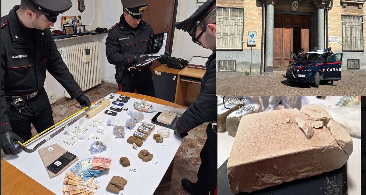 Sequestrati quasi 2 kg. di droga a Tortona, con  tre arresti. Ecco come e dove spacciavano. Il video