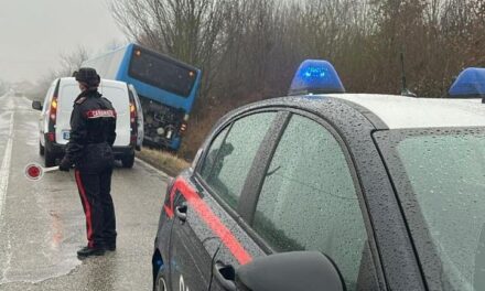 Questo autobus finisce fuori strada a Quargnento: intervento dei Carabinieri, nessun ferito