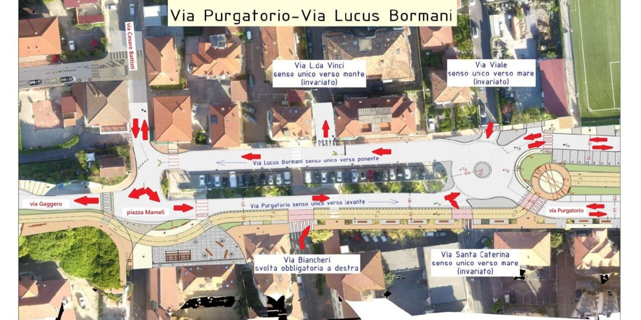 Nuova viabilità a Diano Marina con l’apertura della nuova rotonda tra via Purgatorio e via Lucus Bormani,