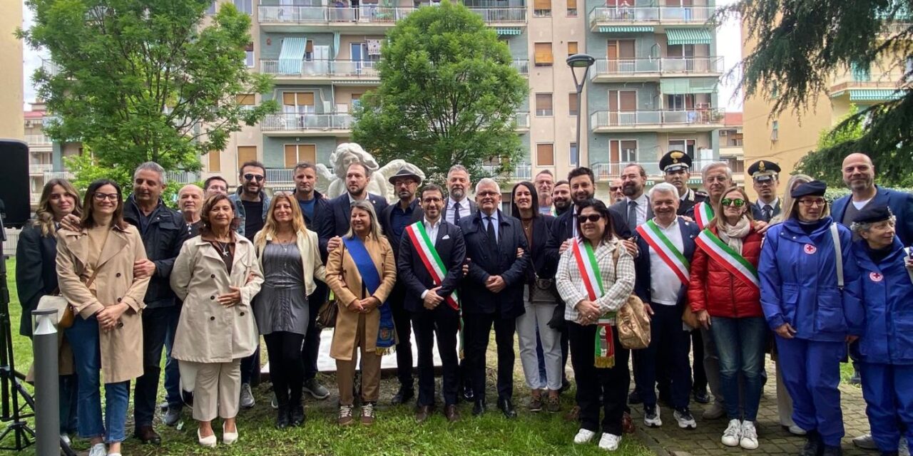 “Nike alata a sconfitta del Covid”: inaugurata la scultura nei giardini dell’Ospedale Santo Spirito