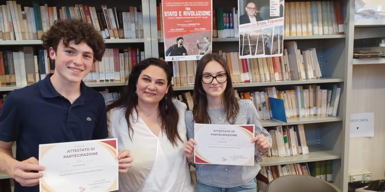 Il Liceo Peano di Tortona al Concorso ANPI: premiati gli studenti Federico Rizzo e Stefania Imbru