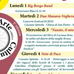 Musica, sport, e street food a Cassano Spinola: al via la “Settimana dell’Arte e della Cultura”Il programma