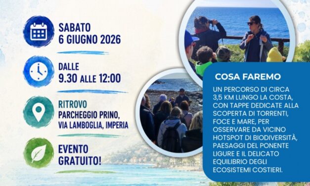 Imperia, sabato 6 giugno si svolgerà la “Biopasseggiata dalle sponde del torrente Prino al blu del mare”