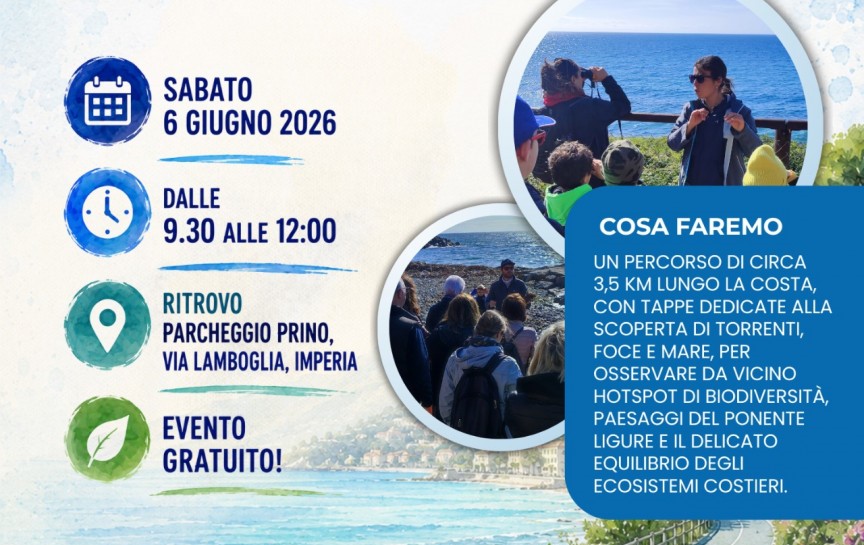 Imperia, sabato 6 giugno si svolgerà la “Biopasseggiata dalle sponde del torrente Prino al blu del mare”