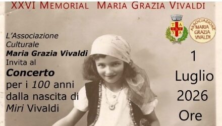 “100… di quei giorni”: a Taggia il XXVI Memorial Maria Grazia Vivaldi con il duo Orengo-Campagna