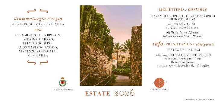Bordighera, torna “Passaggi illustri”: uno spettacolo teatrale itinerante sulle tracce di Claude Monet
