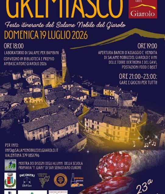 A Gremiasco la 23ª edizione della Festa del Salame Nobile del Giarolo tra eccellenze e degustazioni