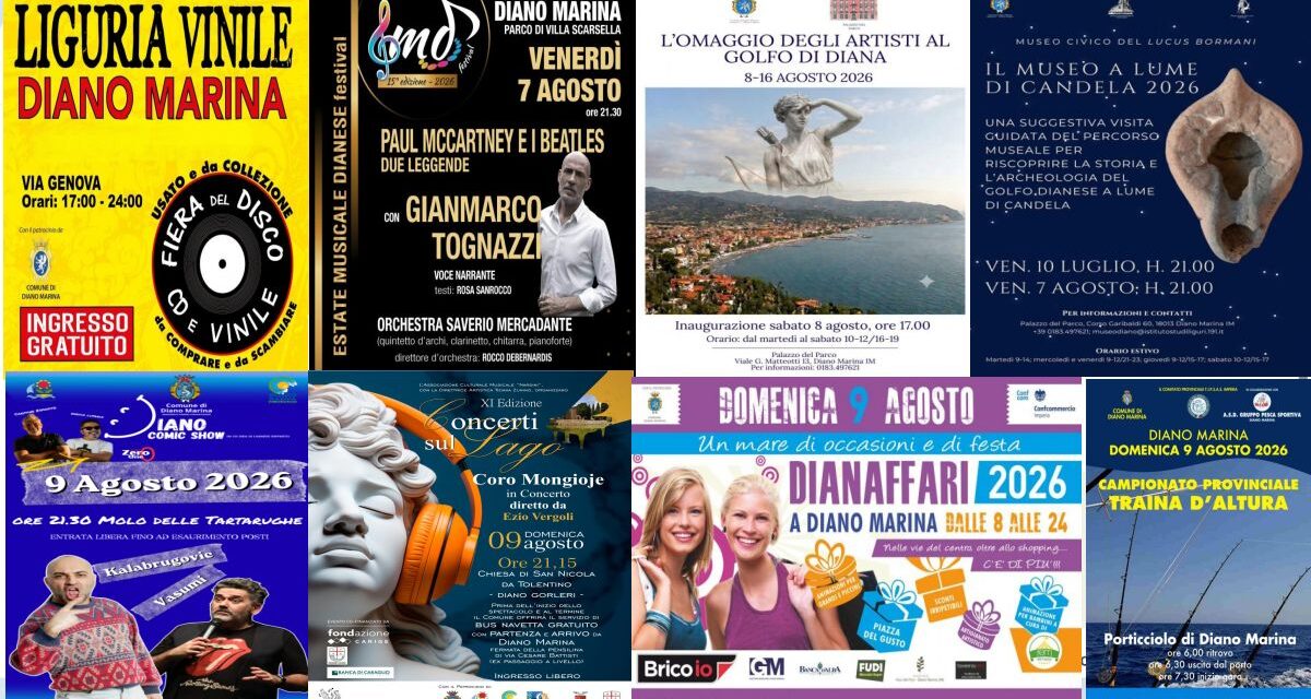 Diano Marina, un weekend straricco: ben 8 eventi in 3 giorni tra musica, arte, shopping e sport