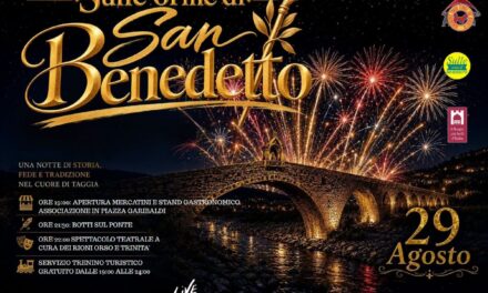 “Sulle Orme di San Benedetto”: a Taggia una notte magica tra fuochi d’artificio, mercatini e rievocazioni