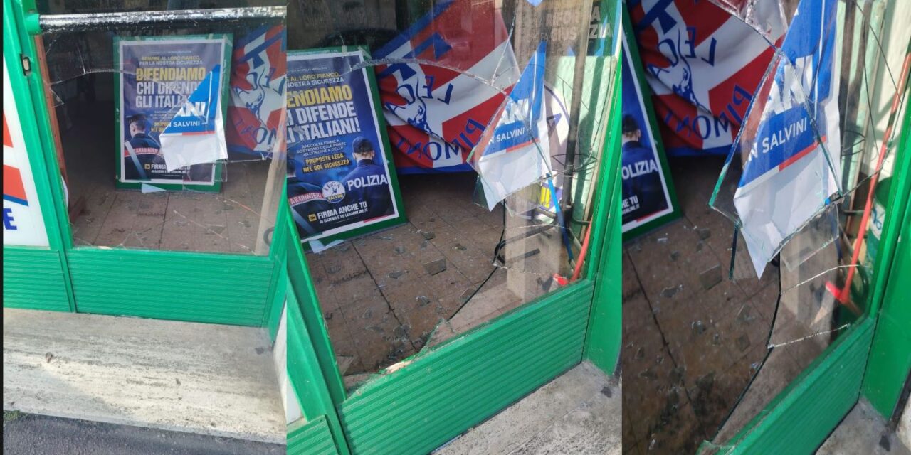 Novi Ligure, devastata nella notte la sede della Lega: vetri infranti e locale a soqquadro