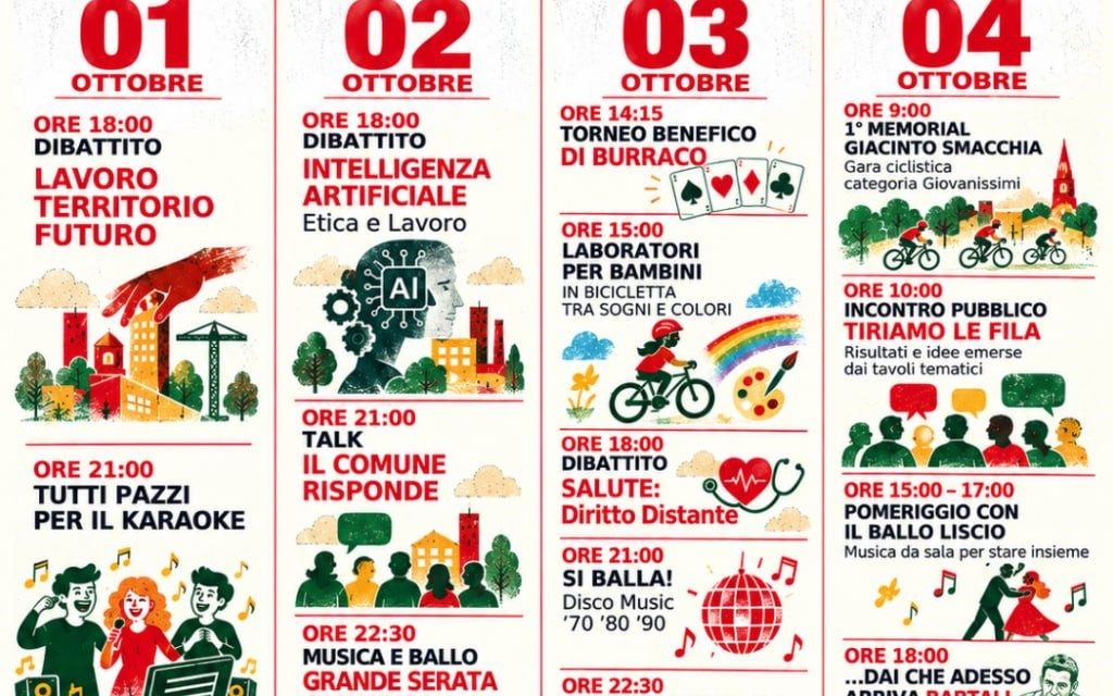 Novi Ligure, torna la Festa della ComUnità: quattro giorni tra politica, lavoro, ciclismo e musica